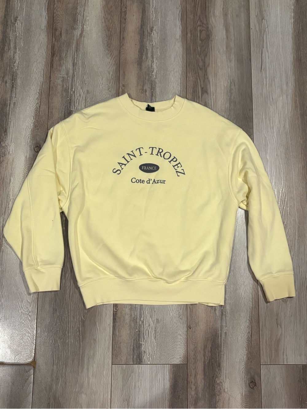 wild fable Saint-Tropez Graphic Crewneck Sweater in Pale Yellow